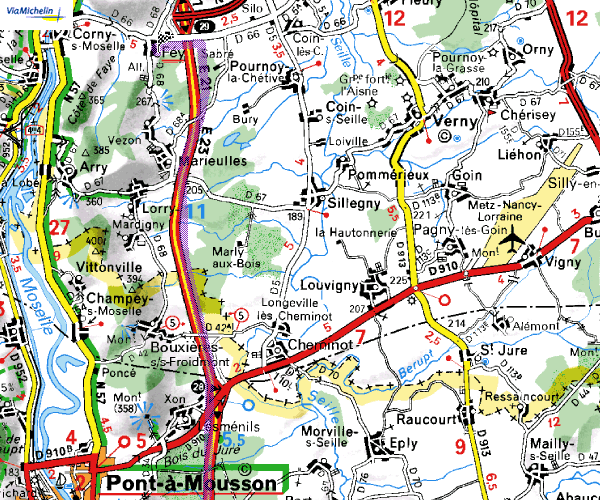 Trajet de pont à  mousson jusqu'a Fey